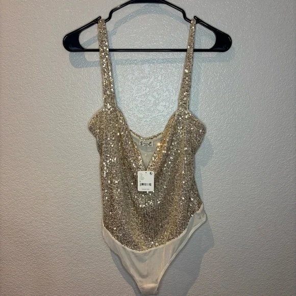Free People Gold Sequin Bodysuit - Picture 3 of 5